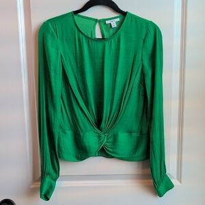 Bar III Vibrant Green Twist Front Blouse